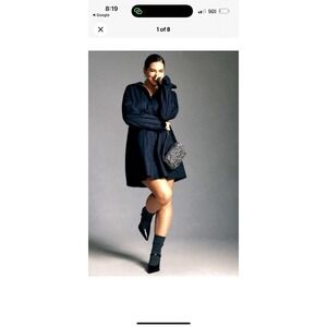 ANTHROPOLOGIE PILCRO PINTUCK MINI BUTTON FRONT DUSTER SHIRT DRESS BLACK PLUS 2X